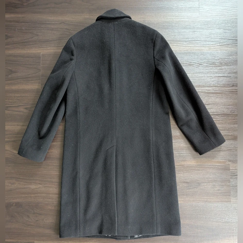Calvin Klein Minimalist Black Wool Blend Long Coat Size 8